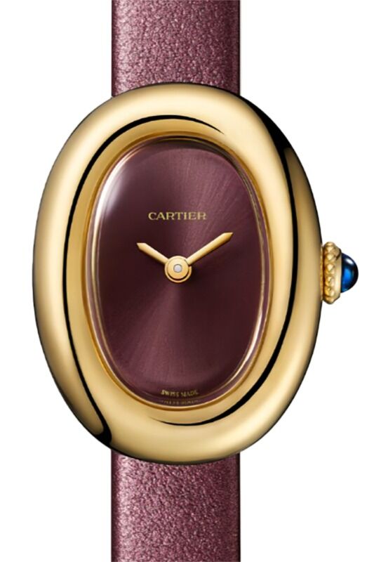 Cartier Baignoire Mini Quartz Yellow Gold Prune Lacquered Dial WGBA0032