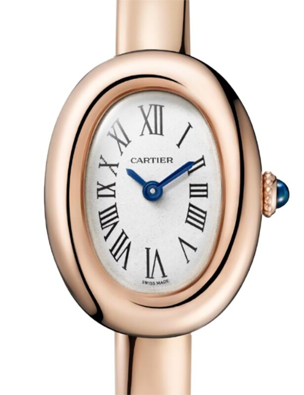 Cartier Baignoire Mini Size 16 Quartz Rose Gold Silver Dial WGBA0048