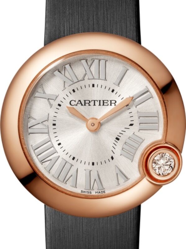Cartier Ballon Blanc de Cartier Ladies Watch Quartz Rose Gold 30mm Silver Dial Leather Strap WGBL0008 - BRAND NEW