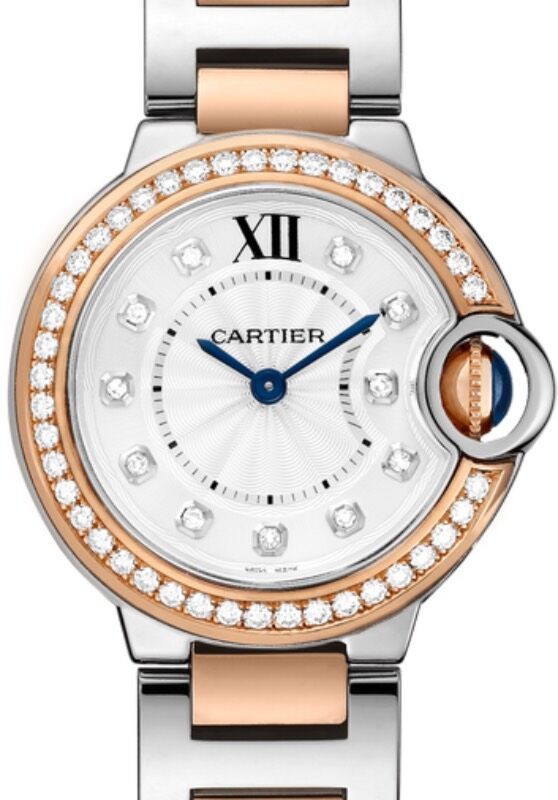 Cartier Ballon Bleu de Cartier Quartz Rose Gold/Steel Diamond Bezel & Dial 28mm W3BB0025