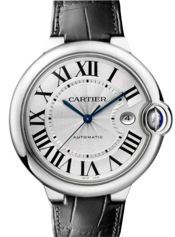Cartier Ballon Bleu de Cartier Steel 42mm Silver Dial Leather Strap WSBB0026