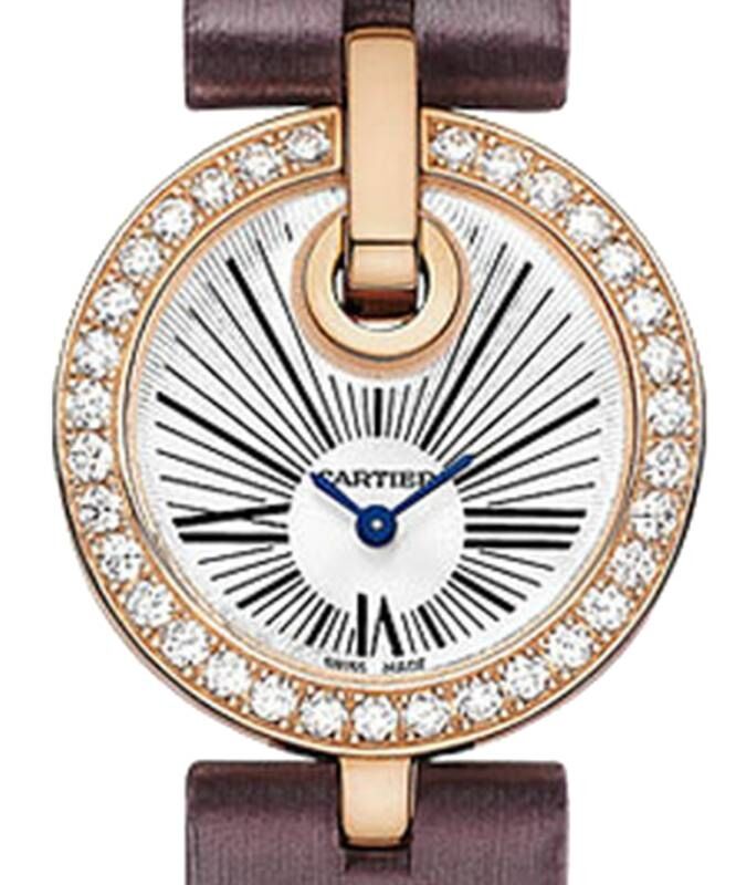 Cartier Captive De Cartier Women's Watch Quartz Rose Gold Diamonds 27mm Silver Dial Satin Leather Strap WG600007 - BRAND NEW