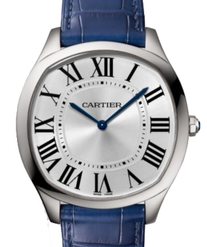 Cartier Drive De Cartier Extra-Flat Manual Winding  Large Stainless Steel Silver Dial Alligator Leather Strap WSNM0011 - BRAND NEW