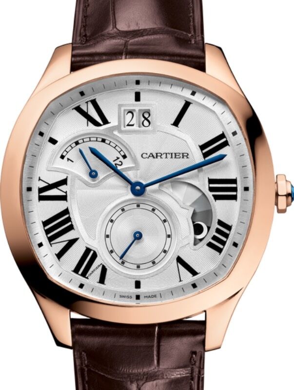 Cartier Drive de Cartier Second Time Zone Day/Night Men's Watch Automatic Large Rose Gold Silver Dial Alligator Leather Strap WGNM0005 - BRAND NEW