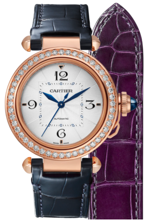 Cartier Pasha De Cartier Rose Gold/Diamonds 35mm Silver Dial WJPA0012