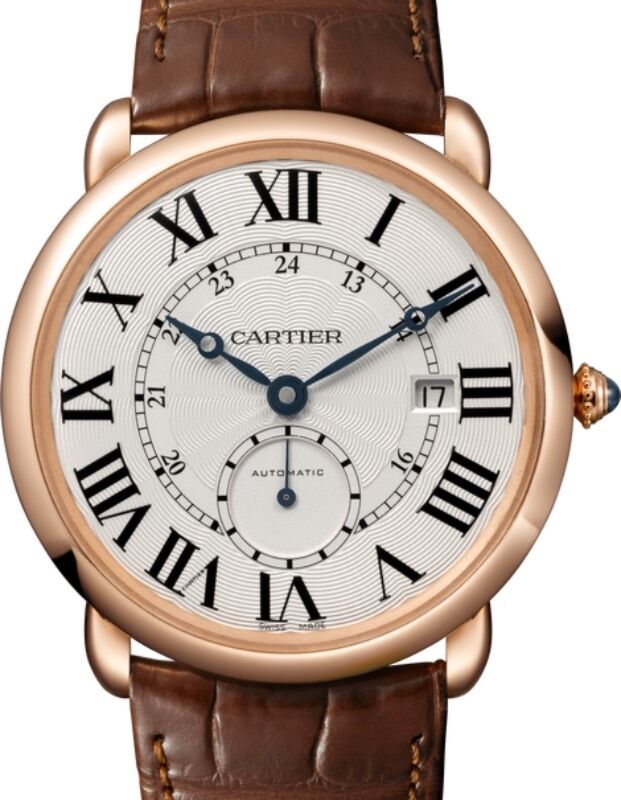 Cartier Ronde Louis Cartier Men's Watch Automatic Rose Gold 40mm Silver Dial Alligator Leather Strap W6801005 - BRAND NEW
