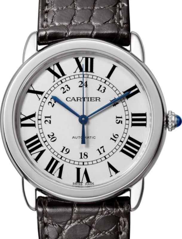 Cartier Ronde Solo de Cartier Automatic Stainless Steel 36mm Silver Dial Alligator Leather Strap WSRN0013 - BRAND NEW