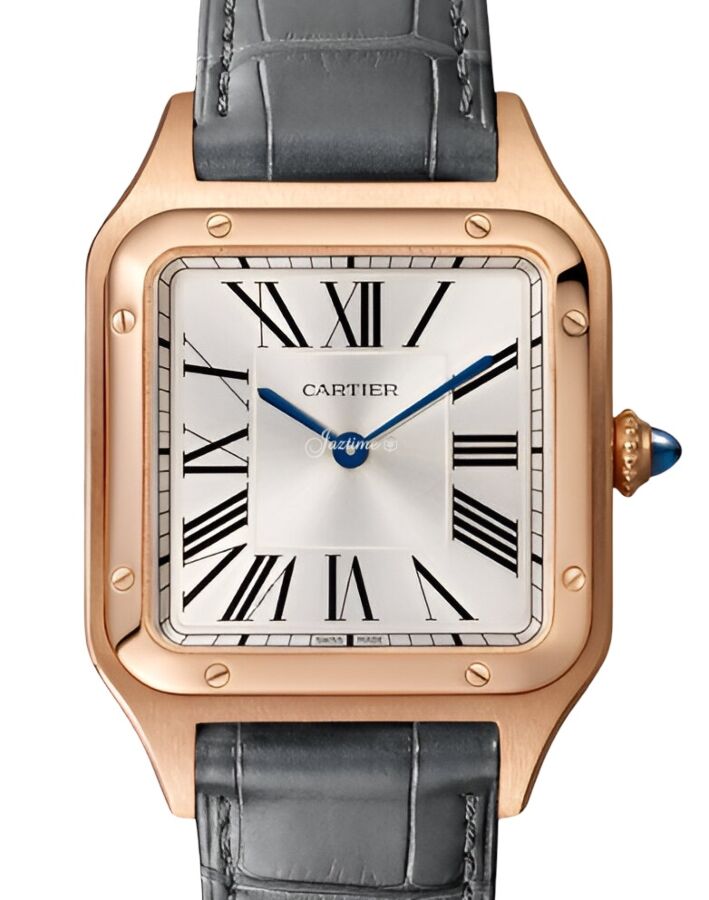 Cartier Santos-Dumont Large Quartz Rose Gold Silver Dial WGSA0116