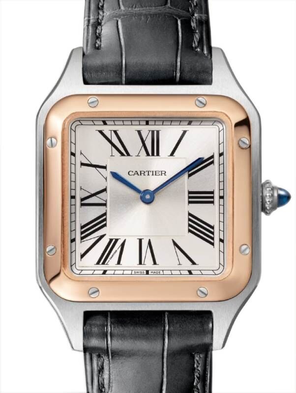 Santos-Dumont Small Quartz Steel/Rose Gold Silver Dial W2SA0012