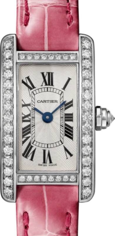 Cartier Tank Am?ricaine Ladies Watch Mini Quartz White Gold Diamond Bezel Silver Dial Leather Strap WJTA0027 - BRAND NEW