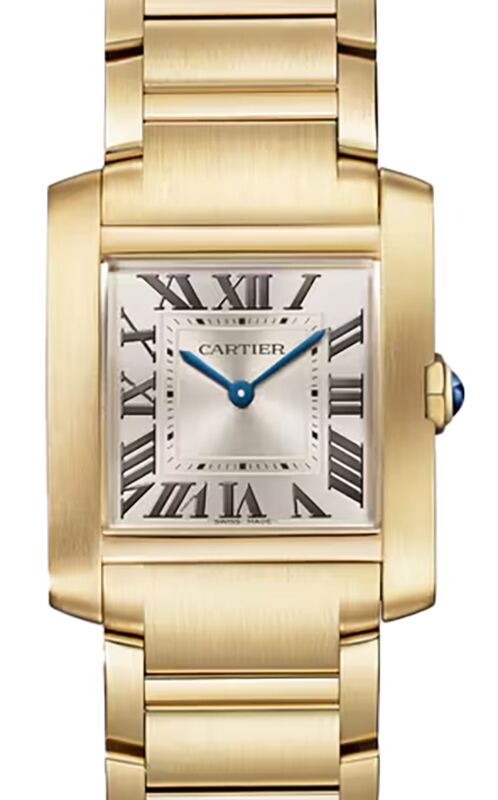 Cartier Tank Francaise Medium Quartz Yellow Gold Silver Dial WGTA0345