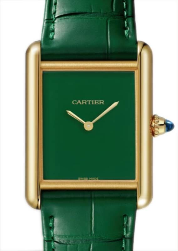 Tank Louis Cartier Large Manual Winding Yellow Gold Green Dial WGTA0191