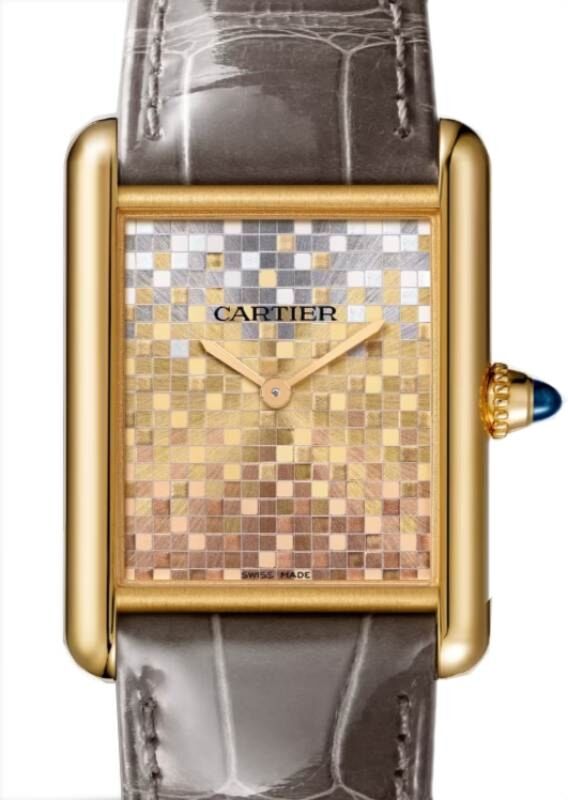 Tank Louis Cartier Large Manual Winding Yellow Gold Three-Gold Dial WGTA0175