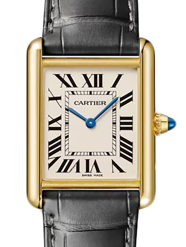 Cartier Tank Louis Yellow Gold Large Silver Dial Leather Strap W1529756