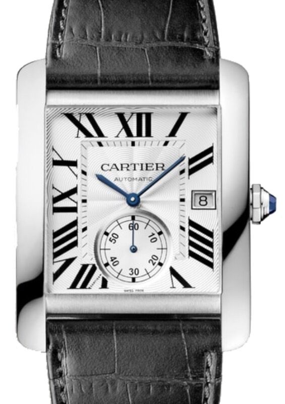 Cartier Tank MC Men's Watch Automatic Large Stainless Steel Silver Dial Alligator Leather Strap W5330003 - BRAND NEW 