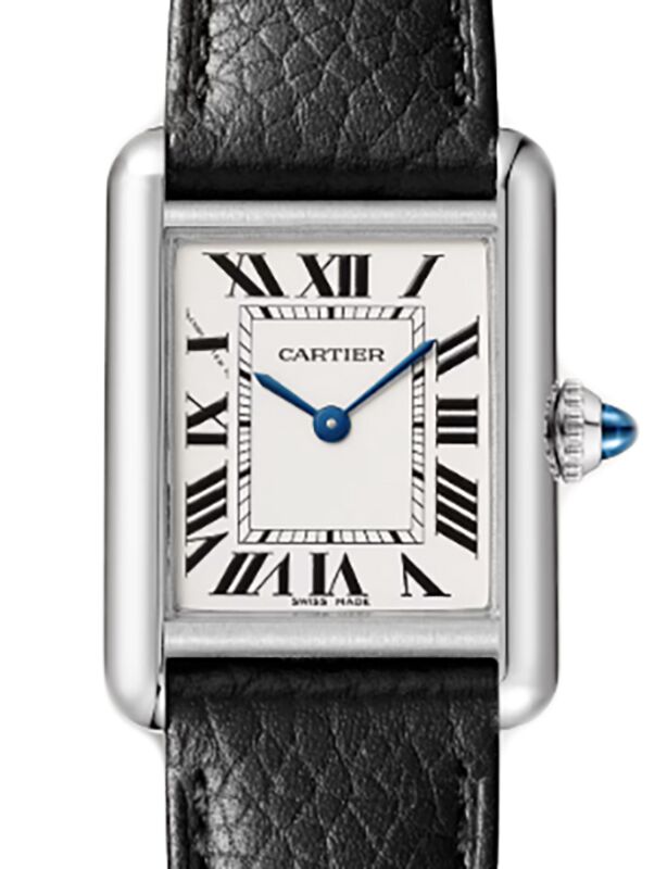 Cartier Tank Must Small Quartz Steel Silver Dial Leather Strap WSTA0110