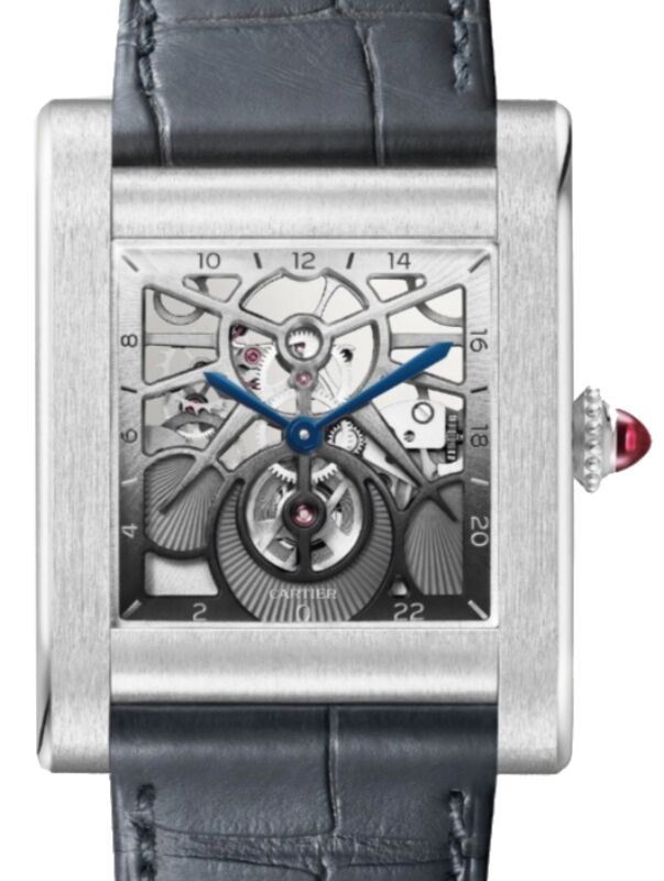 Cartier Tank Normale Large Platinum Skeleton Dial Alligator Leather Strap WHTA0020 - BRAND NEW