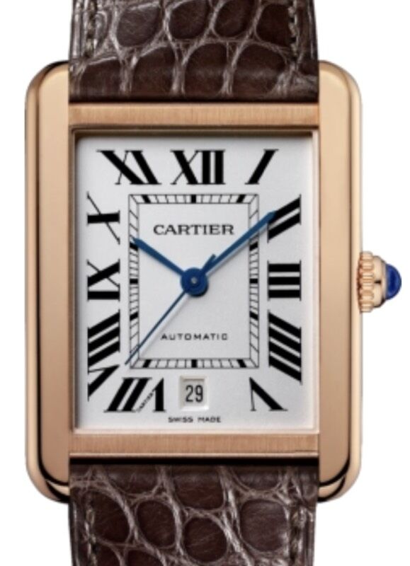 Cartier Tank Solo Extra Large Rose Gold White Dial Leather Strap W5200026