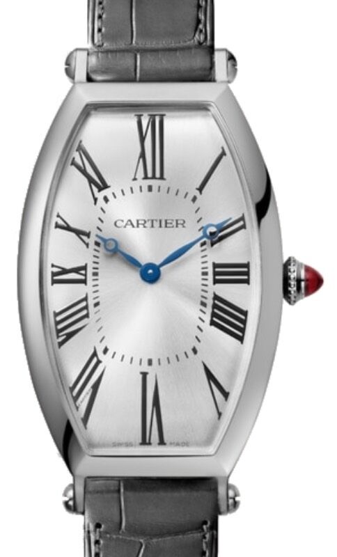Cartier Tonneau Men's Watch Manual-Winding Large Platinum Silver Dial Alligator Leather Strap WGTN0005 - BRAND NEW
