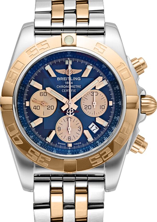 Breitling CB011012/C790 Chronomat 44mm Stainless Steel Rose Gold Blue BRAND NEW