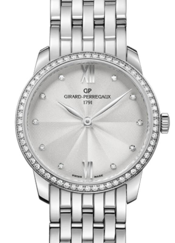 Girard Perregaux 1966 30MM Steel Silver Diamond Dial & Bezel 49528D11A172-11A