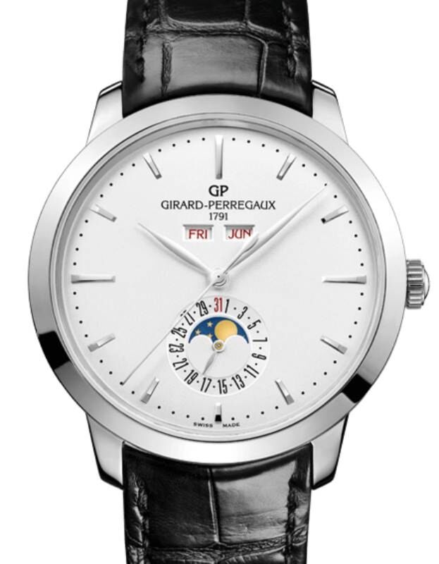 Girard Perregaux 1966 Full Calendar 40mm Steel Leather Strap 49535-11-131-BB60