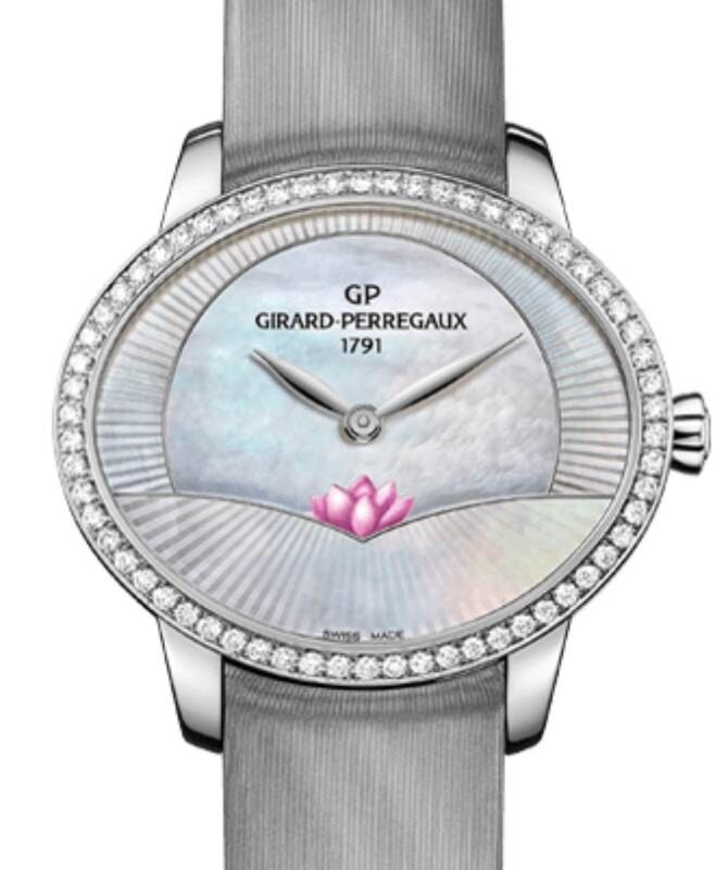 Girard Perregaux Cat's Eye Lotus Stainless Steel/Diamonds Mother of Pearl Dial Leather Strap 80488D11A701-HK7B