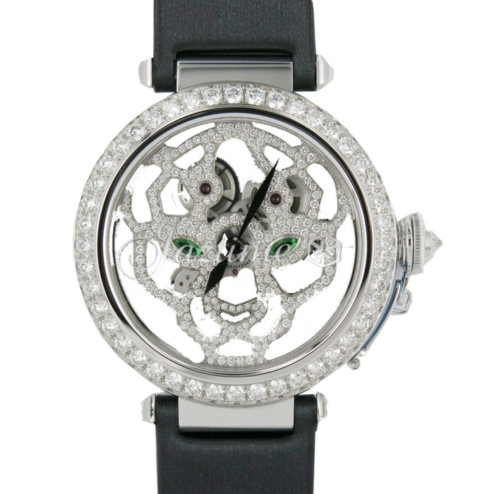 CARTIER HPI00365 PASHA DE CARTIER 42MM 18K WHITE GOLD DIAMONDS BRAND NEW