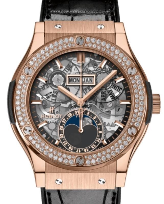 Hublot Classic Fusion Aerofusion Moonphase King Gold Diamonds 42mm 547.OX.0180.LR.1104 - BRAND NEW