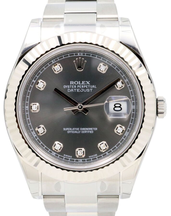 Rolex Datejust II 116334 Diamond Slate 18k White Gold Stainless Steel