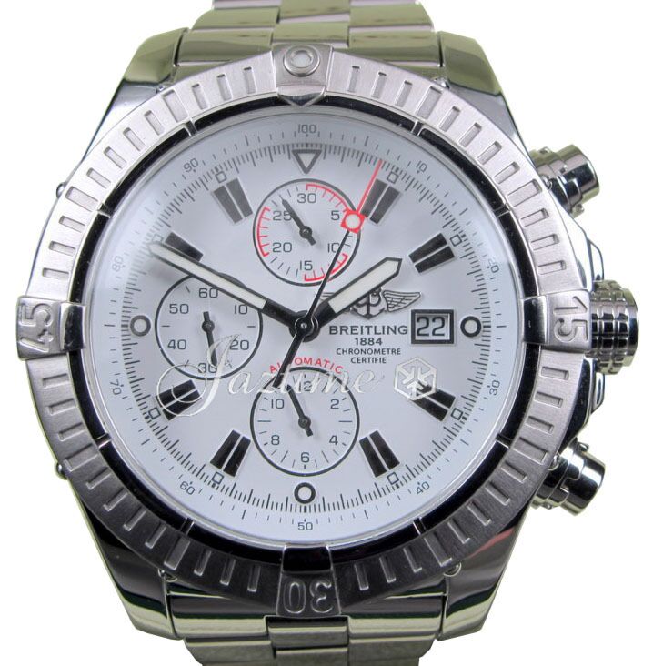 Breitling Super Avenger A13370 Mens Full 48mm White Baton Dial