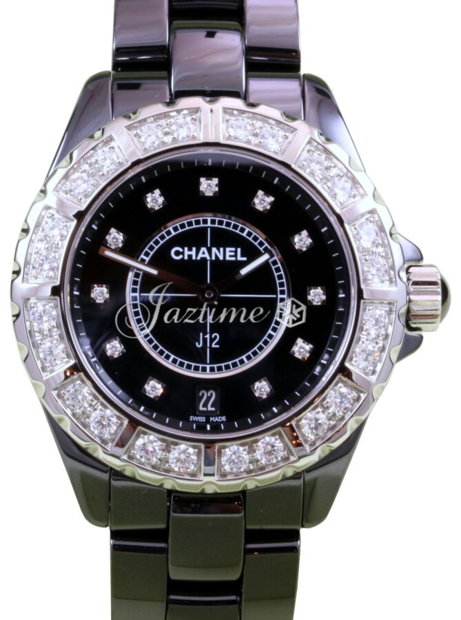 Chanel J12 H2428 38mm Black Ceramic Diamond Bezel  Dial Quartz - BRAND NEW