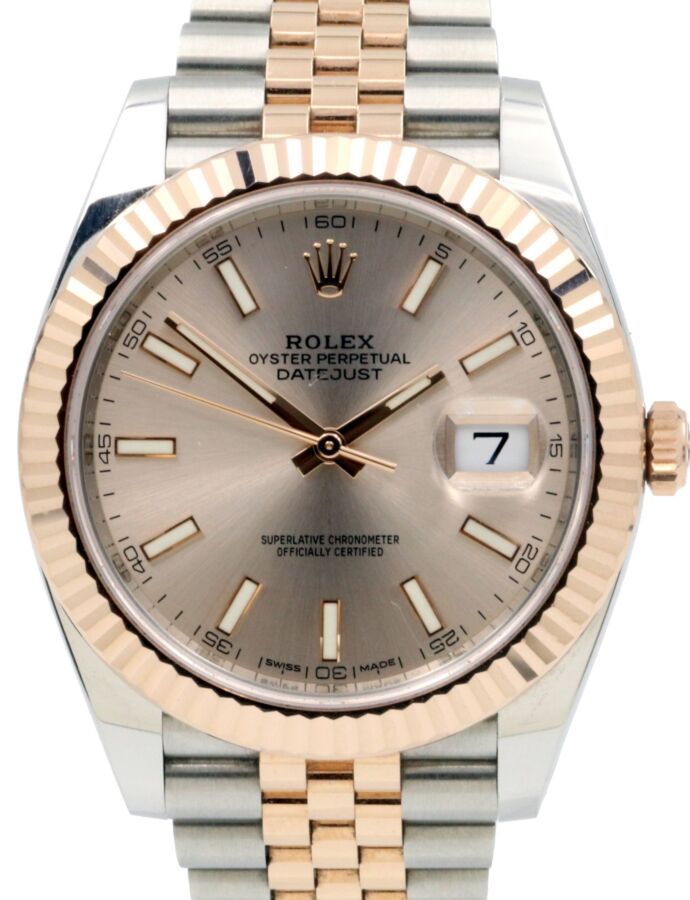 Rolex Datejust 41 Rose Gold & Steel Sundust Index Dial Jubilee Bracelet 126331 - PRE-OWNED