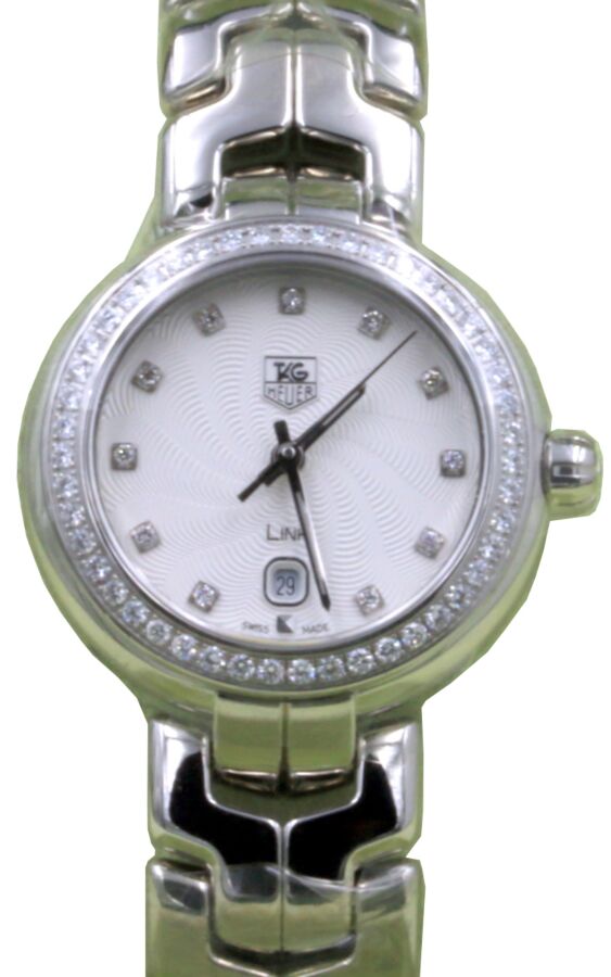 TAG Heuer Link Ladies WAT1414.BA0954 29mm Silver Guilloche Diamond Stainless Steel BRAND NEW