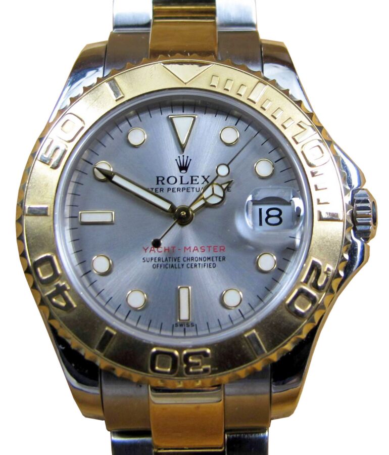 Rolex Yacht-Master 68623 Ladies Midsize 35mm Slate 18k Yellow Gold Stainless Steel