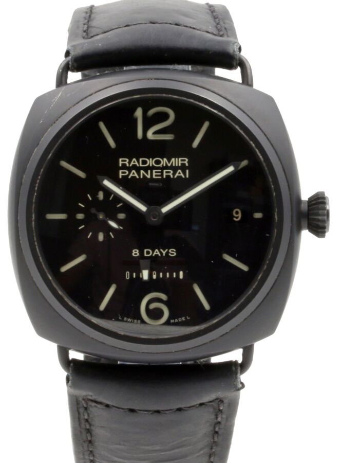 Panerai PAM 384 Radiomir 8 Days Ceramica Black Ceramic Leather Men's 45mm Leather 