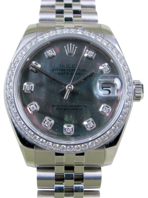 Rolex Datejust 31 Lady Midsize Stainless Steel Black Mother of Pearl Diamond Dial & Bezel Jubilee Bracelet 278240 - BRAND NEW