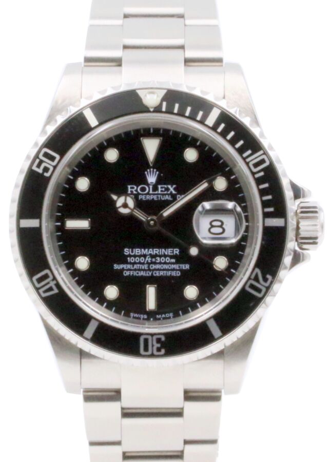Rolex Submariner Stainless Steel No Holes 40mm Black Dial 16610 - PRE-OWNED