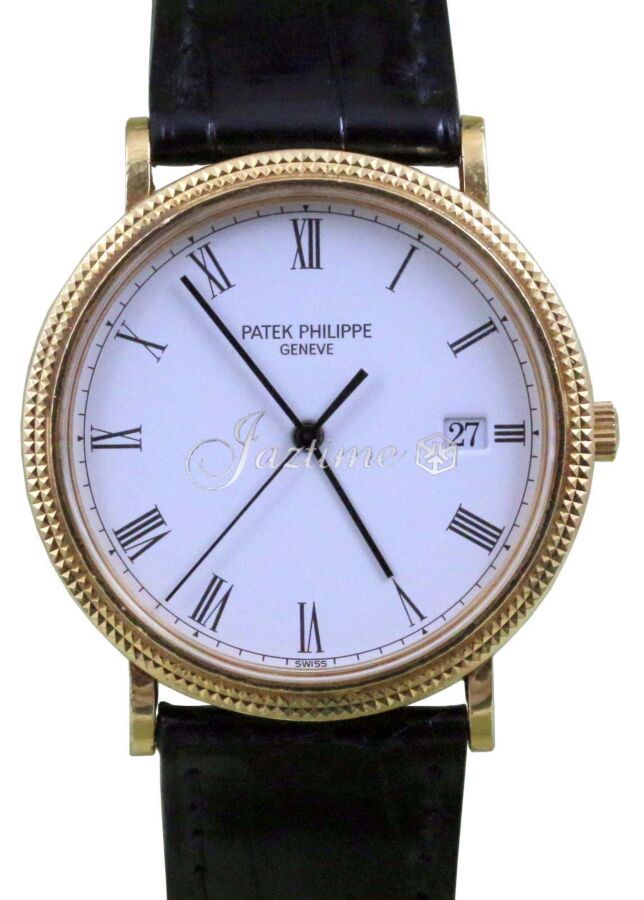 Patek Philippe 3944-J Calatrava Midsize Hobnail 18K Yellow Gold Date Second Calendar