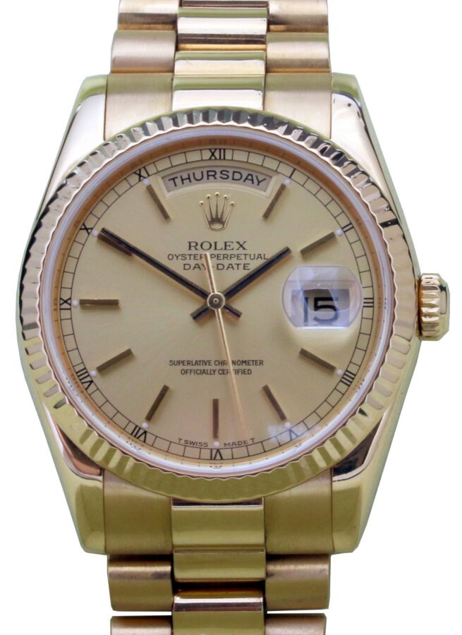Rolex Day-Date President 118238 Champagne 36mm 18k Yellow Gold