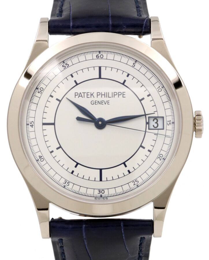 Patek Philippe Calatrava Sweep Seconds White Gold Sector Silver 38mm Dial Leather Automatic 5296G-001 