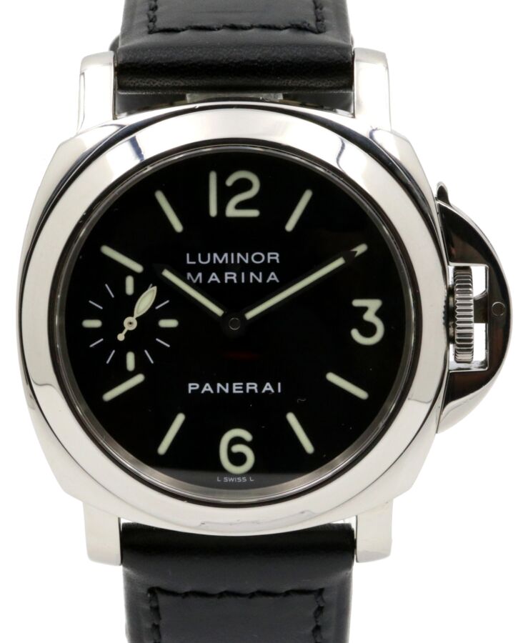 Panerai PAM 111 Luminor Marina Acciaio Men's 44mm Black Arabic Manual Wind Stainless Steel BOX/PAPERS