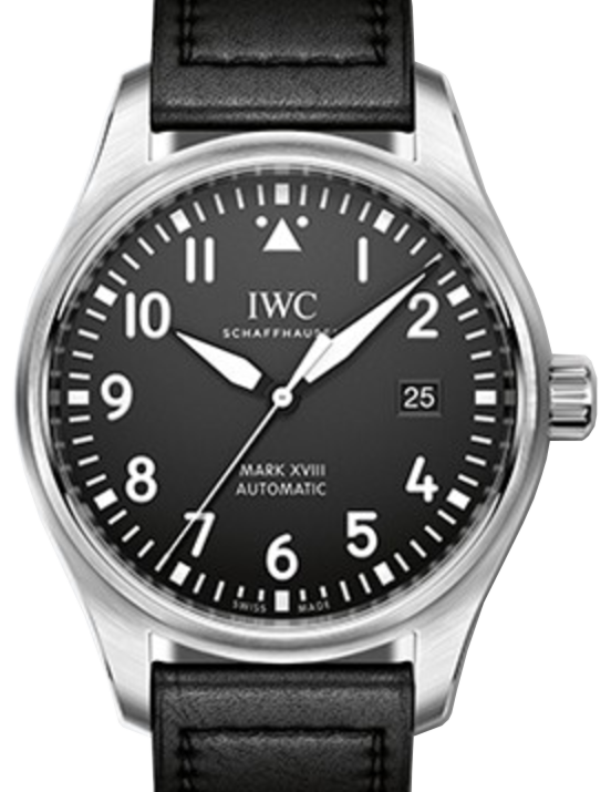 IWC Schaffhausen IW327001 Pilot's Watch Mark Xviii Black Arabic Stainless Steel Black Leather 40mm Automatic