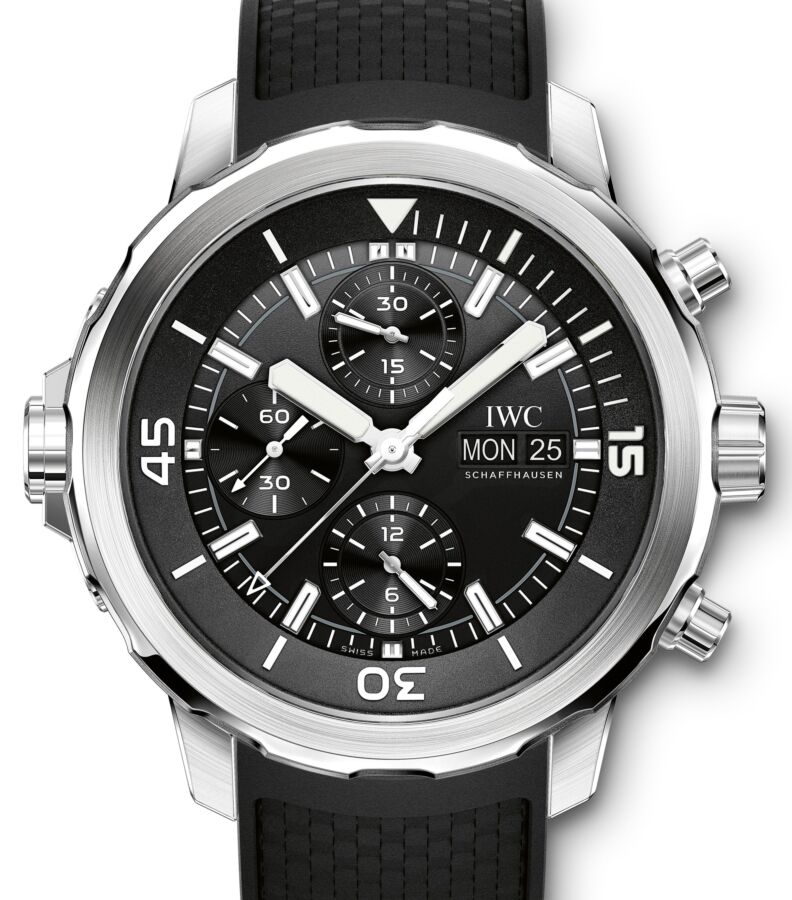 IWC Schaffhausen IW376803 Aquatimer Chronograph Black Index Stainless Steel Black Rubber Chronograph 44mm Automatic