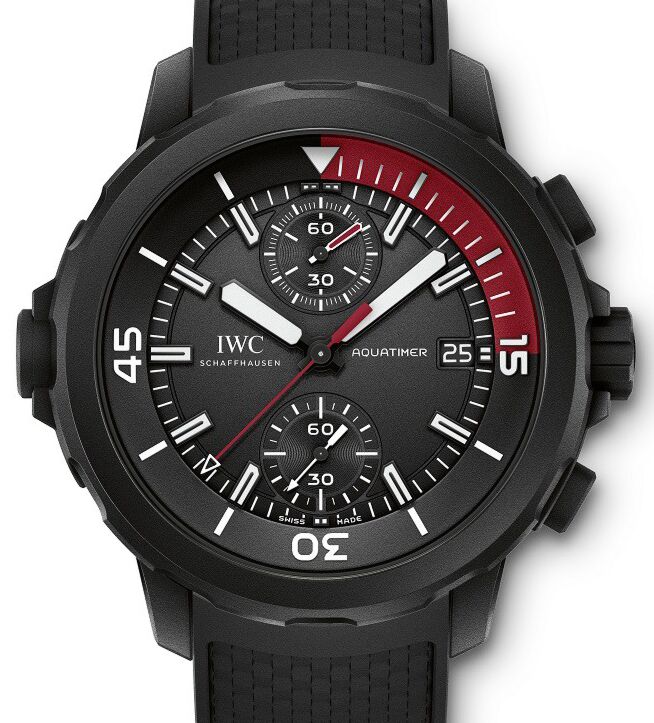 IWC Schaffhausen IW379505 Aquatimer Chronograph Edition La Cumbre Volcano Black Index Black Rubber Coated Stainless Steel Chronograph 44mm Automatic