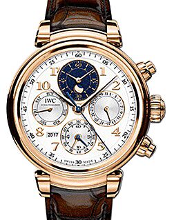 IWC Schaffhausen Da Vinci Perpetual Calendar Chronograph IW392101 Silver Arabic Red Gold Brown Leather 43mm BRAND NEW