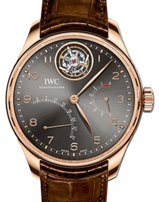 IWC Schaffhausen IW504602 Portugieser Tourbillon Myst?re R?trograde Ardoise Arabic Red Gold Brown Leather 44.2mm Manual