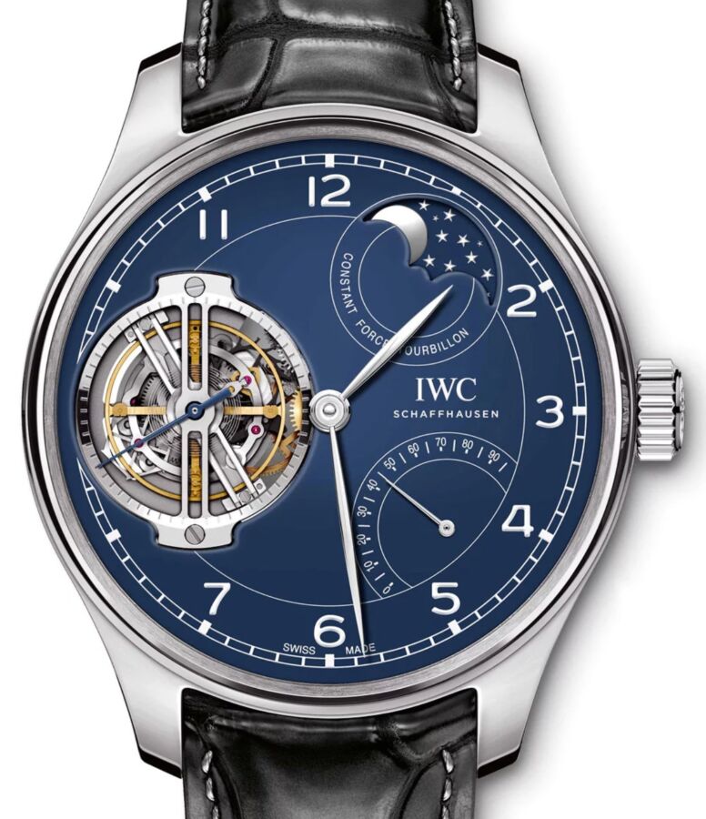 IWC Portugieser Constant-Force Tourbillon Edition ?150 Years? IW590203 Blue Arabic Platinum Leather 46mm - BRAND NEW