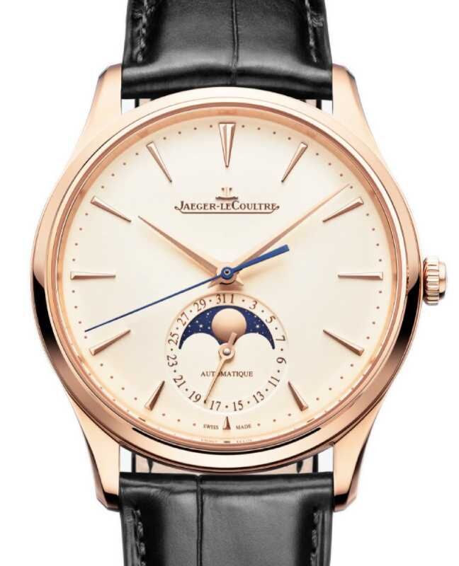 Jaeger-LeCoultre Master Ultra Thin Moon 39mm Pink Rose Gold Beige Dial Leather Strap Q1362511
