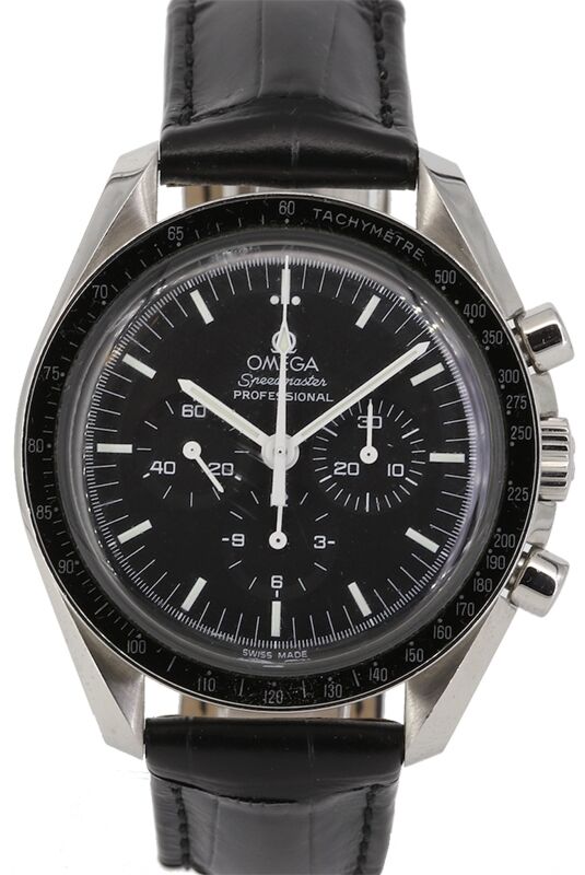 Omega 311.33.42.30.01.001 Speedmaster Moonwatch Professional 42mm Black Index Stainless Steel Leather PRE-OWNED